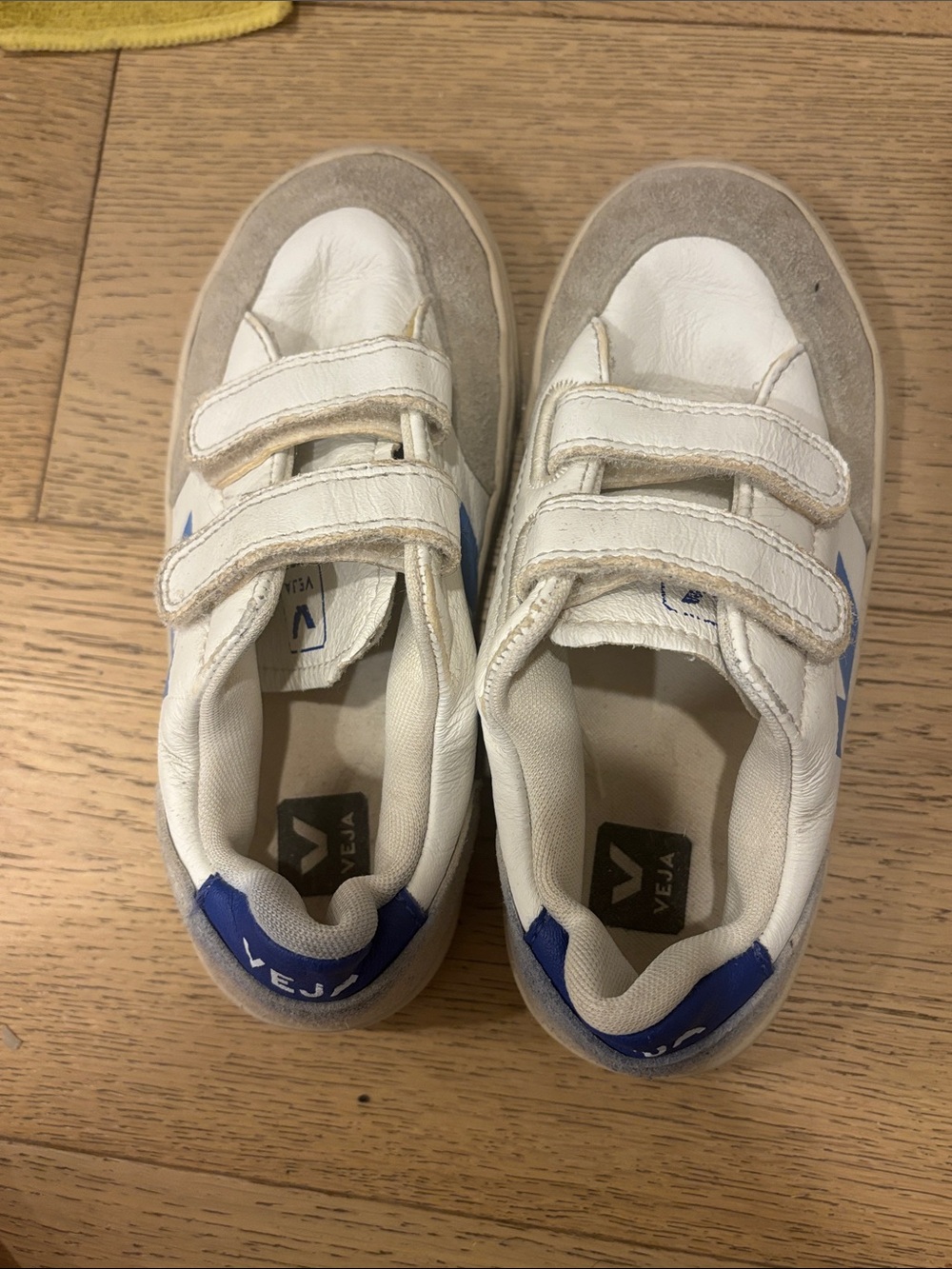 Kids Veja Kids White and Blue Velcro Sneakers! Size 13.5!